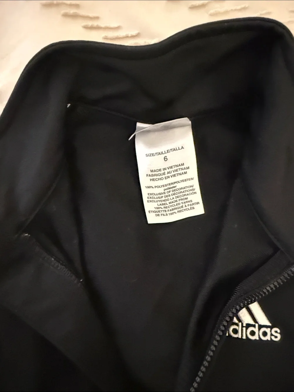 adidas Black Jacket with White Stripe Accents
